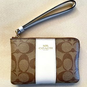 COACH Corner Zip Wristlet In Signature Canvas